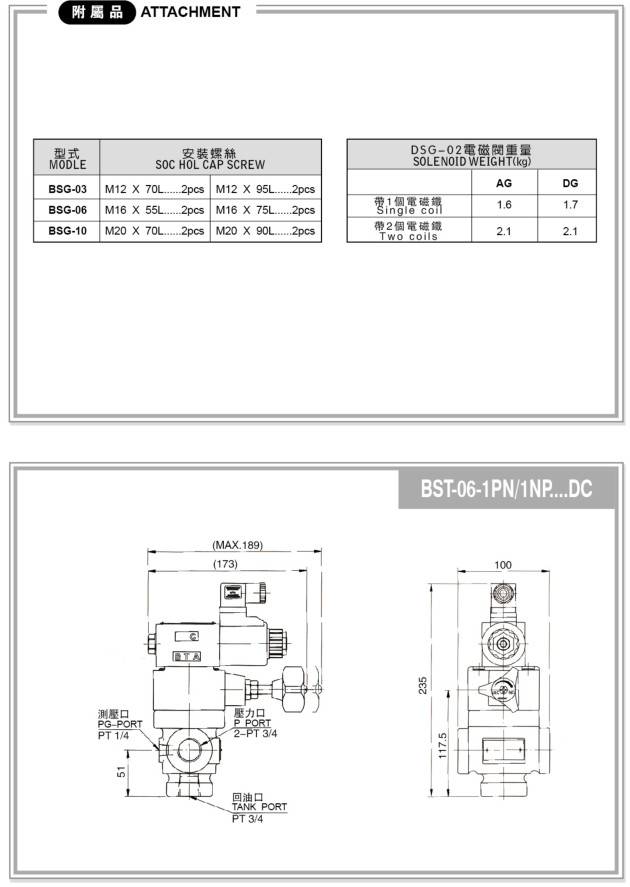 BSG、BST系列電磁溢流閥